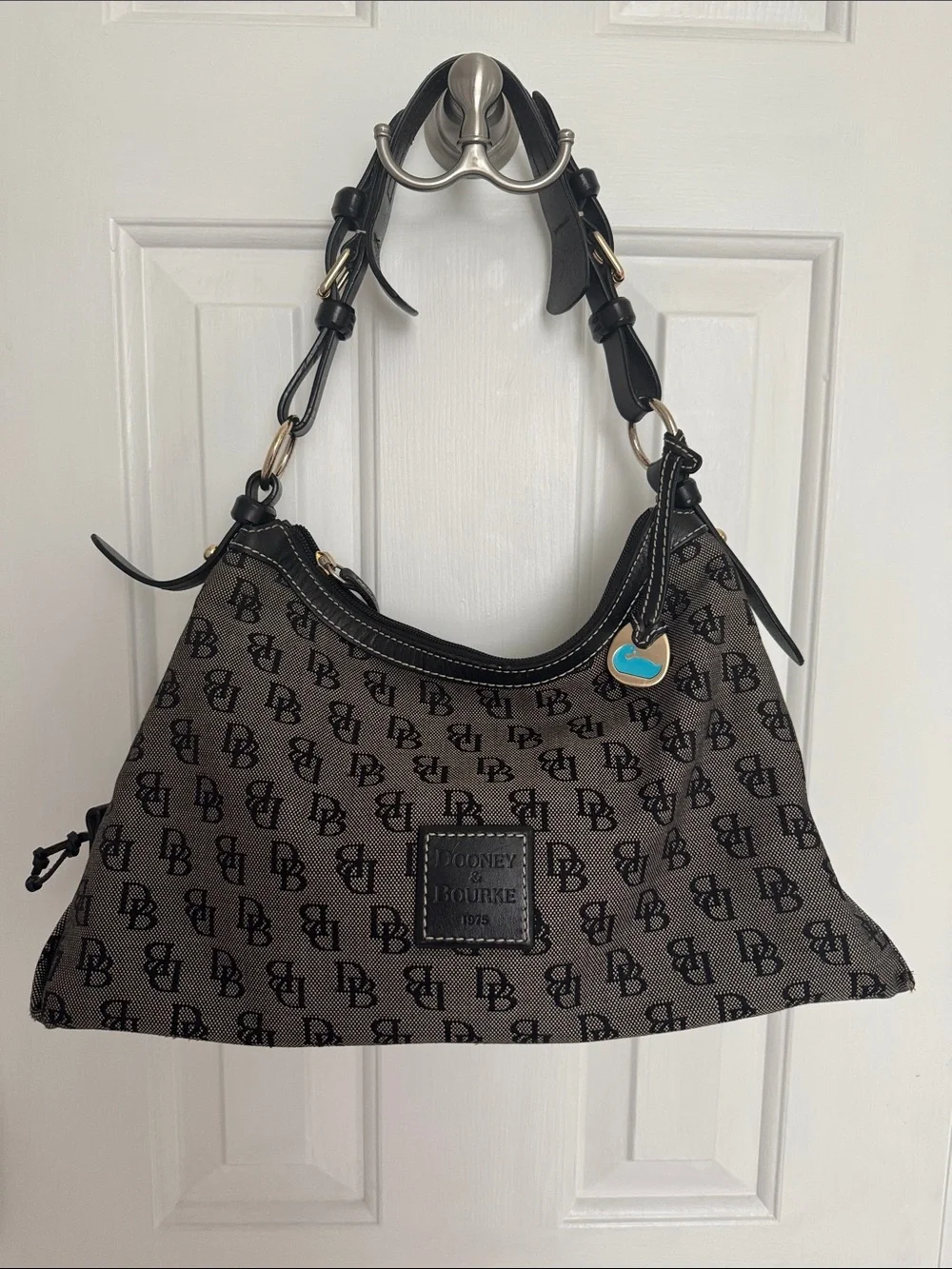Dooney & Bourke Vintage Signature Logo East West Hobo Bag EUC